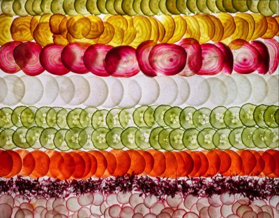  Thin sliced vegetables backlit 