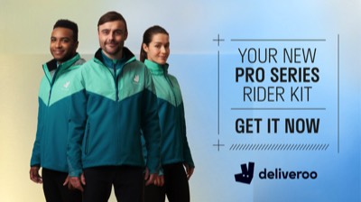  deliveroo riders with coats on  