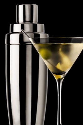  Chrome cocktail shaker martini glass 